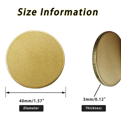 Solid Brass Blank Challenge Coins for Engraving, 10 Pcs Matte Finish 40 mm Brass Coin Blanks for Laser Engraving with Plastic Case - 3mm Thickness Blank Coins for DIY Crafts Gifts