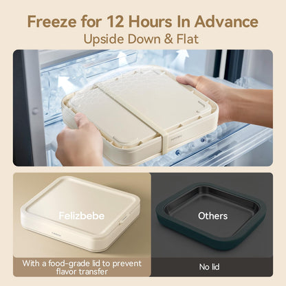 Rolled Ice Cream Maker, Felizbebe Instant Ice Cream Roller Tray with Lid and 2 Spatulas, Food Grade Premium Stainless Steel Cold Plate No-electricity for Fun Family Activities, DIY Parent-Child Time