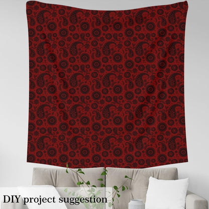 Red Black Paisley Fabric by The Yard Sketch Retro Exotic Paisley Fabrics for Sewing Supplies Botanical Floral Boho Retro Fabric DIY Soft Flannel Polyester No Stretch 1 Yard,36" L x 59" W