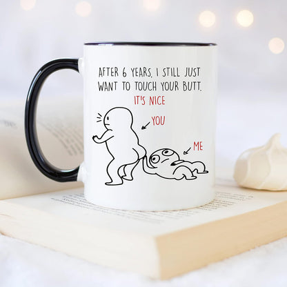 YouNique Designs 6 Years Anniversary Mug, Funny 11 Ounces Coffee Cup for Him, Sixth Year Wedding Anniversary (Black