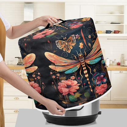 Dragonfly Butterfly Flower Rice Cooker Dust Cover, Washable Protective Cover for Small Appliances in Home