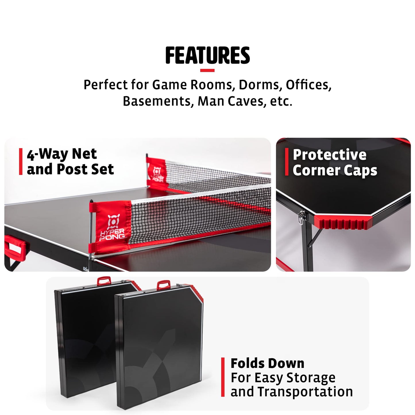 EastPoint Sports Hyper Pong 4-Way Table Tennis - Four Square Ping Pong Mashup Fun for The Whole Family