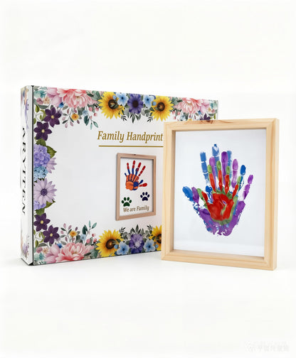 Hand Casting Kit for Family – DIY Hand Mold Kit with Natural Wood Frame, Non-Toxic Paints, Baby Handprint & Footprint Kit for New Parents, Couples, Adoption Gifts (Wood)