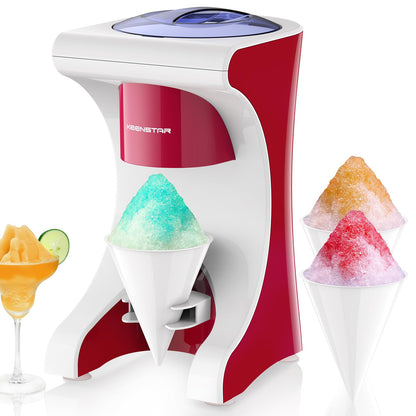 Shaved Ice Machine with 3 Reusable Plastic Cups, Table-Top Slushie Machine for Homemade Snow Cone, Snowballs, Frozen Cocktails and More, with Non-Slip Mat & Stainless Steel Blade