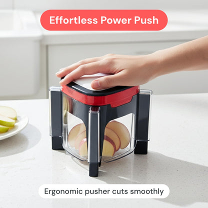Fullstar Apple Slicer & Corer with Built-In Container – 2-Blade Fruit Cutter, 8 Slices, Includes Strawberry & Soft Fruit Attachments, Heavy-Duty Stainless Steel, Mess-Free Meal Prep
