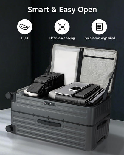 CENSIEN Checked Luggage, Large Suitcase 29 Inch Trunk Luggage with Spinner Wheels, Lightweight ABS+PC Hard Shell with Aluminum Frame, Top Opening, TSA Lock (Grey, 1PC)