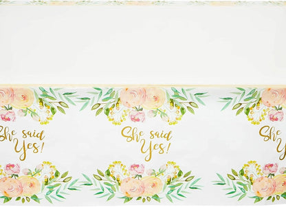 She Said Yes Table Covers for Bridal Showers (54 x 108 in., 3 Pack) - Juvale Engagement Decorations