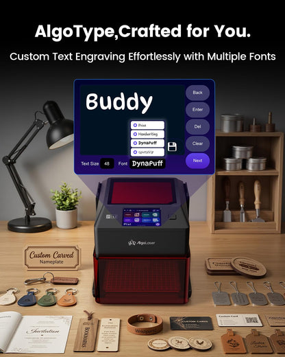 AlgoLaser Pixi Smart Laser Engraver - 10W Portable Laser Engraver Machine with 3.5" Touchscreen & AlgoOS System & APP - Laser Engraving for Wood, Acrylic, Glass, Beginner & DIY Gift & Small Business