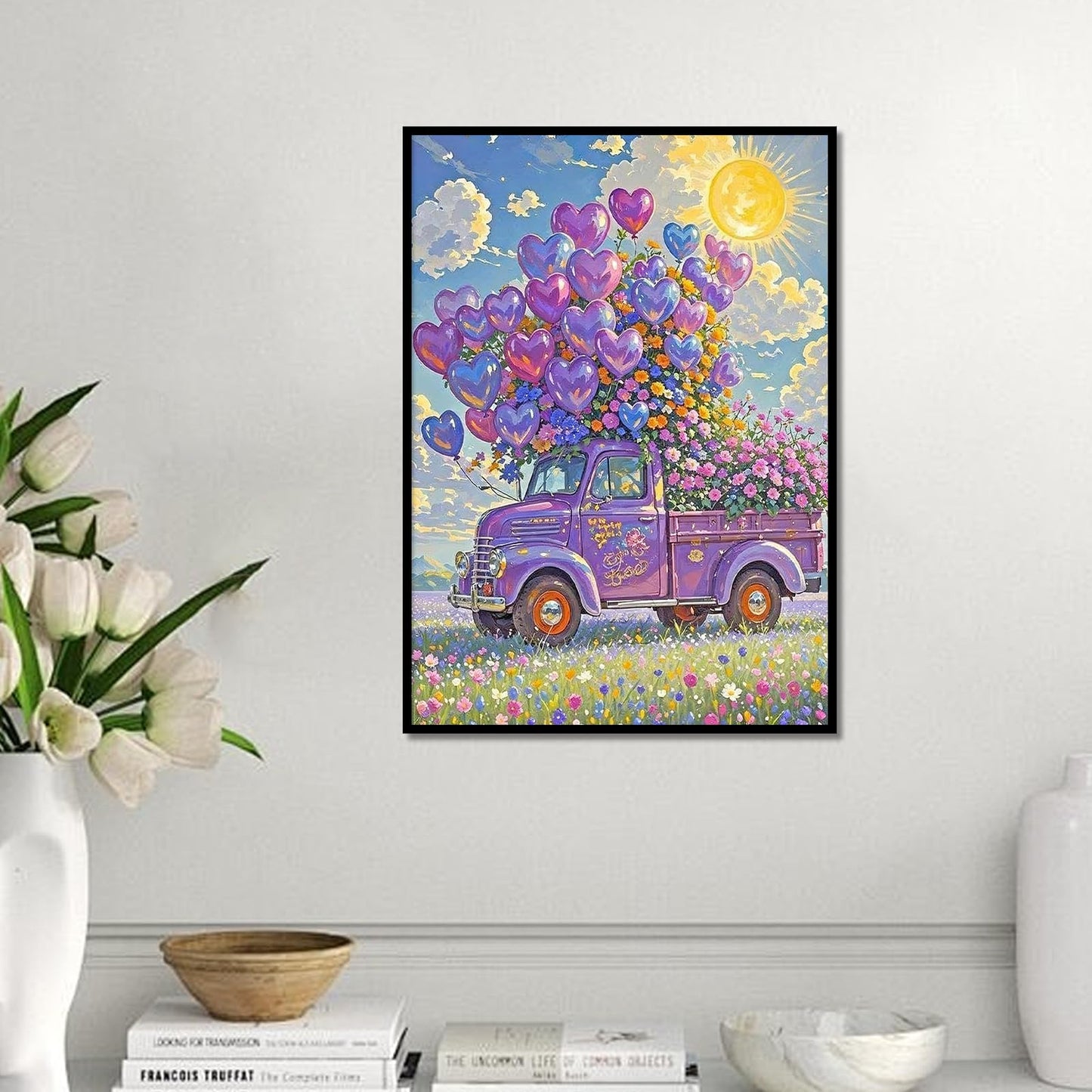 Focart Diamond Painting Kits for Adults Beginners, Full Drill Round Diamond Art, Flower Float Pattern 5D DIY Paint by Numbers Gem Art for Home Wall Decor, Ideal Gift for Women Mom Grandma