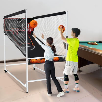 VEVOR Arcade Cage Basketball Game, 2 Player Home Dual Sport with 5 Balls, 8 Game Modes, Electronic Scoreboard, and Inflation Pump, Indoor Basketball Game for Kids, Youth Adults
