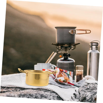 Golden Stainless Steel Small Hot Pot with Divider, Individual Cooking Pot for Noodles, Milk