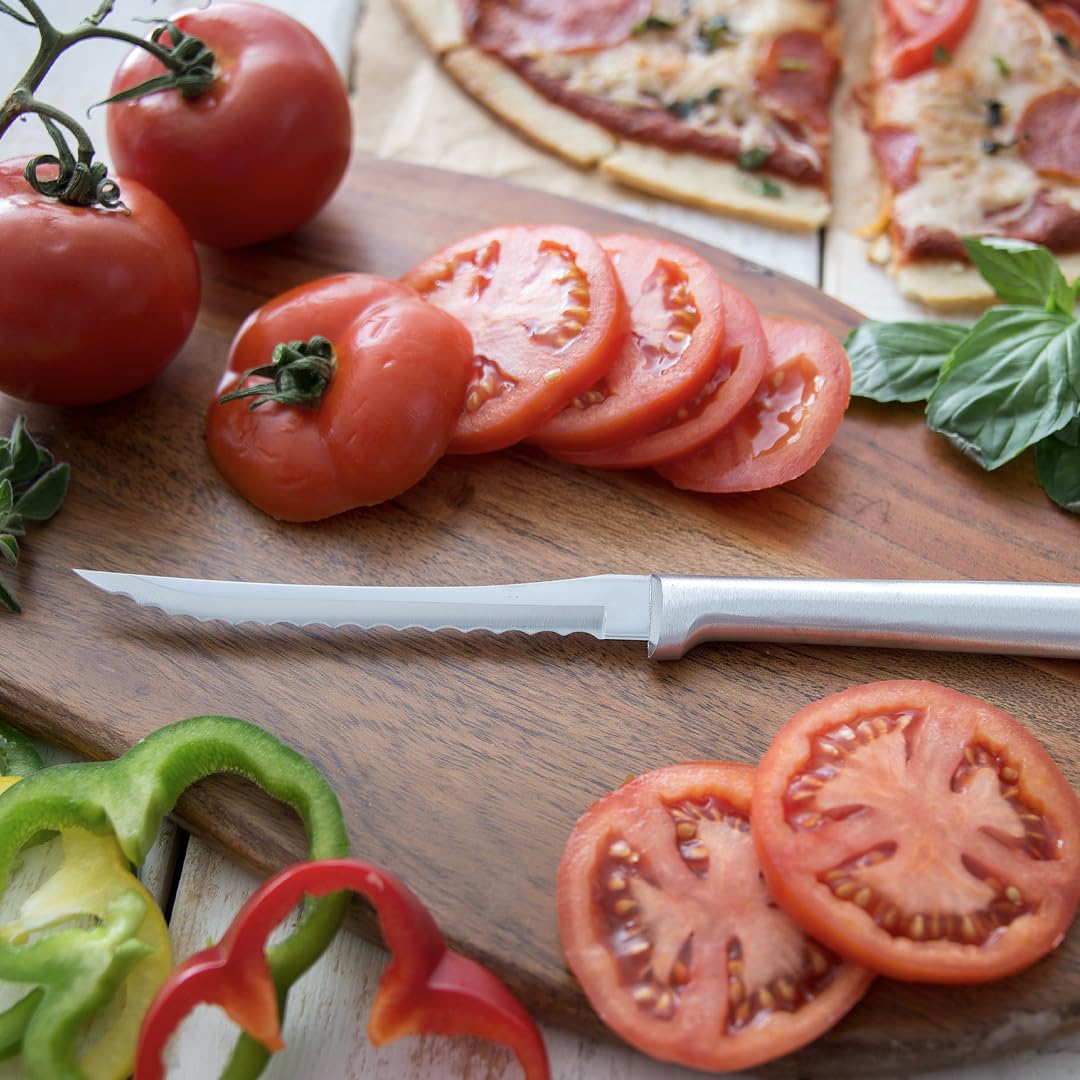 Rada Cutlery Tomato Slicer Knife (R126), 5" Stainless Steel Serrated Blade, Silver Handle