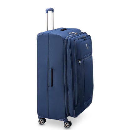 DELSEY PARIS Helium DLX Softside Expandable Luggage with Spinner Wheels, Navy Blue, Checked-Large 29 Inch