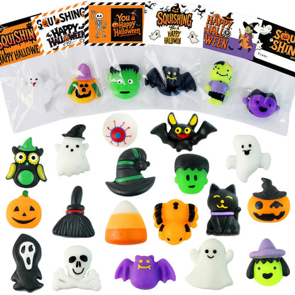 24Pack Halloween Mochi Squishy Toys,Halloween Party Favors, Halloween Classroom Gifts,Bulk Spooky Squishies Toys, Goodie Bag Basket Fillers,Halloween Treats Non Candy for Kids