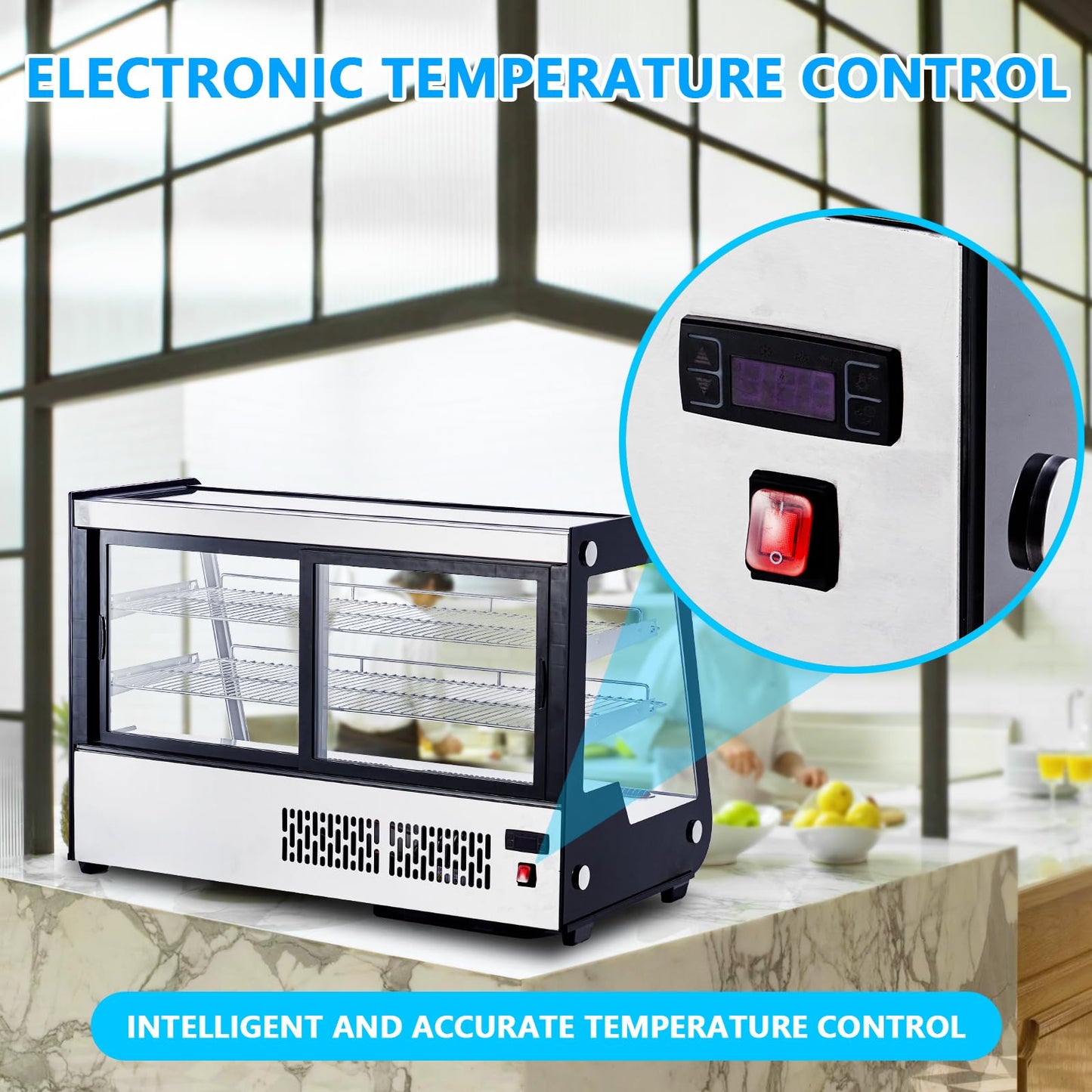 6.5 Cu.ft Commercial Counter Depth Refrigerators - Countertop Refrigerated Display Case with All-Around LED Lighting, Adjustable PVC Shelves, Fog-Free Glass, Bakery Display Case for Restaurant, Cafe