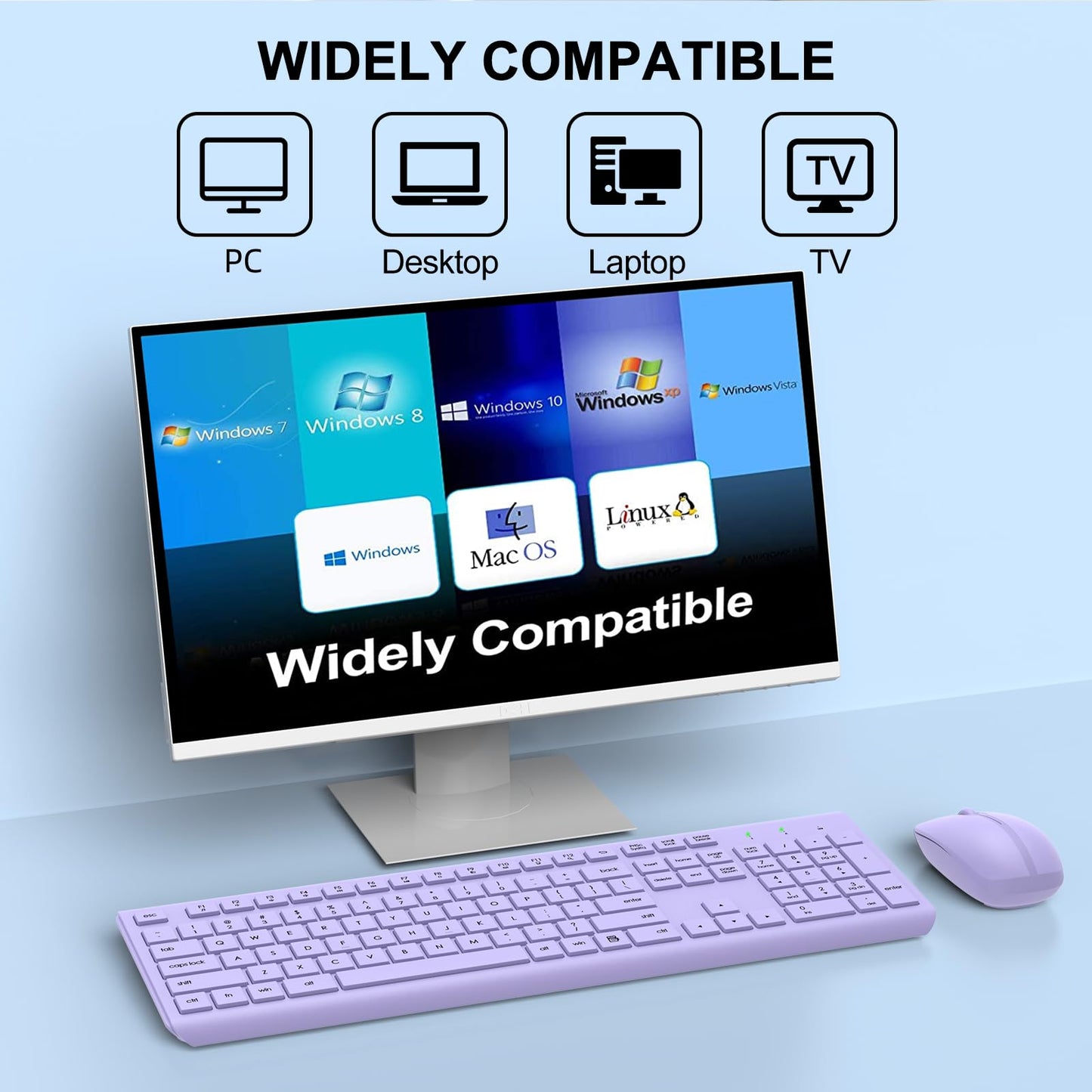 Wireless Keyboard and Mouse Combo, Full Size Silent Ergonomic Keyboard and Mouse, Long Battery Life, Optical Mouse, 2.4G Lag-Free Cordless Mice Keyboard for Computer, Mac, Laptop, PC, Windows