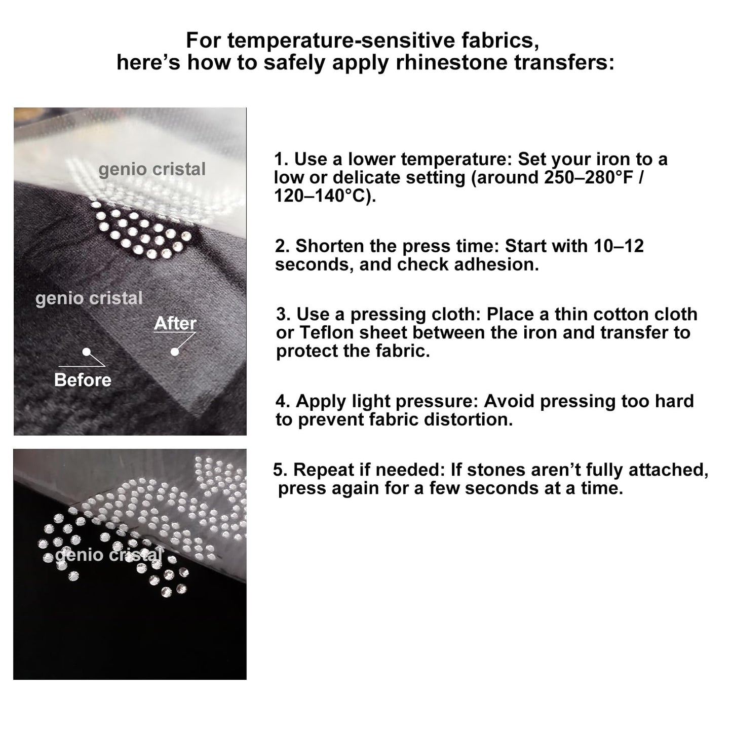 Genio Cristal SS10 Transparent Ultra Hotfix Rhinestones with Blank Rhinestone Sheet & Transfer Tape – 3600pcs – Machine Washable DIY Heat Press Kit
