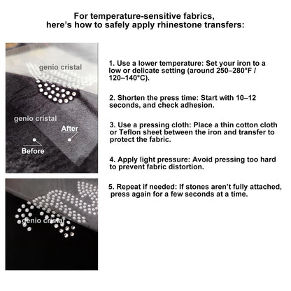 Genio Cristal SS10 Transparent Ultra Hotfix Rhinestones with Blank Rhinestone Sheet & Transfer Tape – 3600pcs – Machine Washable DIY Heat Press Kit