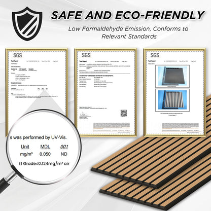 Smartstandard 4 Pack 106" x 12.6" Wood Slat Wall Panels, Soundproof Wooden Wall Panels, Acoustic Wood Panels for Wall, 3D Fluted Wooden Panels for Interior Wall Decor, Light Brown