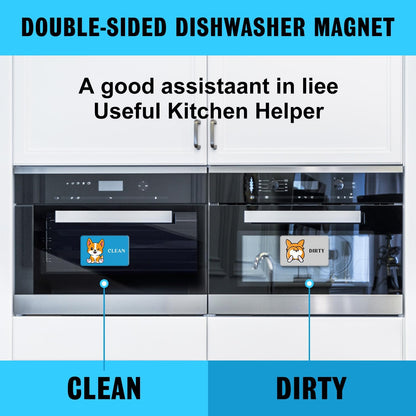 Cute Cartoon Animal Clean Dirty Dishwasher Magnet, Double Sided Kitchen Reversible Sign, Apartment Accessories Magnet