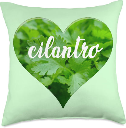 Cilantro Herb Love Heart Throw Pillow