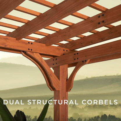 Backyard Discovery Beaumont 24' x 12' Traditional Cedar Wood Pergola Kit with Trellis Roof, All-Season Durability, High-Wind Rating, PowerPort, Shade for Outdoor Patio, Deck, Garden, and Entertaining