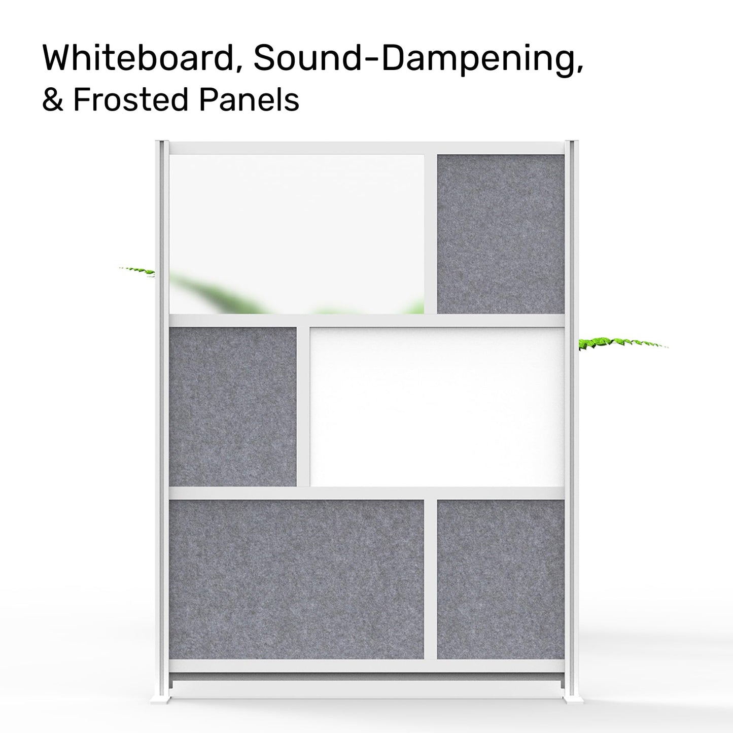 Workflow Modular Wall | Room Divider with Whiteboard, Sound Dampening, & Frosted Acrylic Panels | Expandable Office Partition for Privacy & Stability (53" x 70")