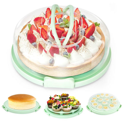 Ohuhu Cheesecake Container, Cake Pie Carrier BPA-Free up to 10'' Cake - Cupcake Containers with Lid and 2 Handles 4-in-1 Multipurpose Cake Keeper Holder Platter for Pie Devil Eggs Perfect Gifts
