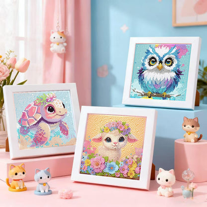 Mowana 6 Pack Diamond Art Kits for Kids - Animals Diamond Painting for Kids 10-12, 6x6 Diamond Art for Girls and Teens, 5D DIY Round Drill Big Gem Art for Ages 4-8-12
