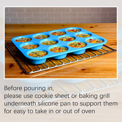 CAKETIME Silicone Muffin Pan - Cupcake Pan, Mini Loaf Pan Silicone Baking Molds Food Grade 3-Pack