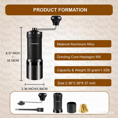 NewlukPro M7 Pro Manual Coffee Grinder,Titanium Coating Conical Burr,Hand Coffee Grinder with External 72 Grinding Scales,All-round Hand Grinder for Pour Over Drip French Press Espresso (Black)
