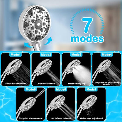 Filtered Shower Head with Handheld - High Pressure 7 Spray Mode Showerhead, Removes Chlorine & Impurities, Replaceable Filter for Soft Skin & Hair, Easy Install, Chrome