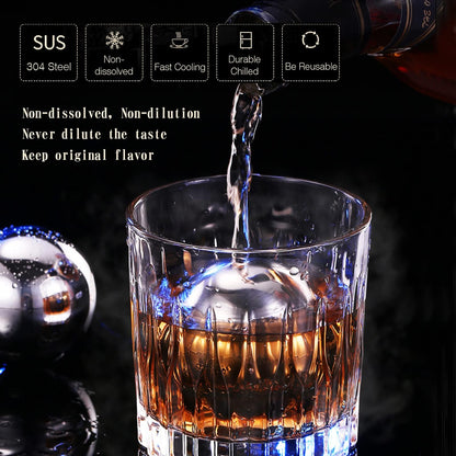 Reusable Metal Ice Cubes for Drinks - Stainless Steel Ice Round Balls, for birthday gifts for men, boyfriend and housewarming gifts