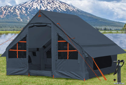 Inflatable Tent with Pump, 4-6 Person Glamping Camping Tents House, Easy Setup Blow Up Family Tents for 4 Seasons Waterproof Inflatable Tent for Camping Wind Resistant Air Tents House for Adult
