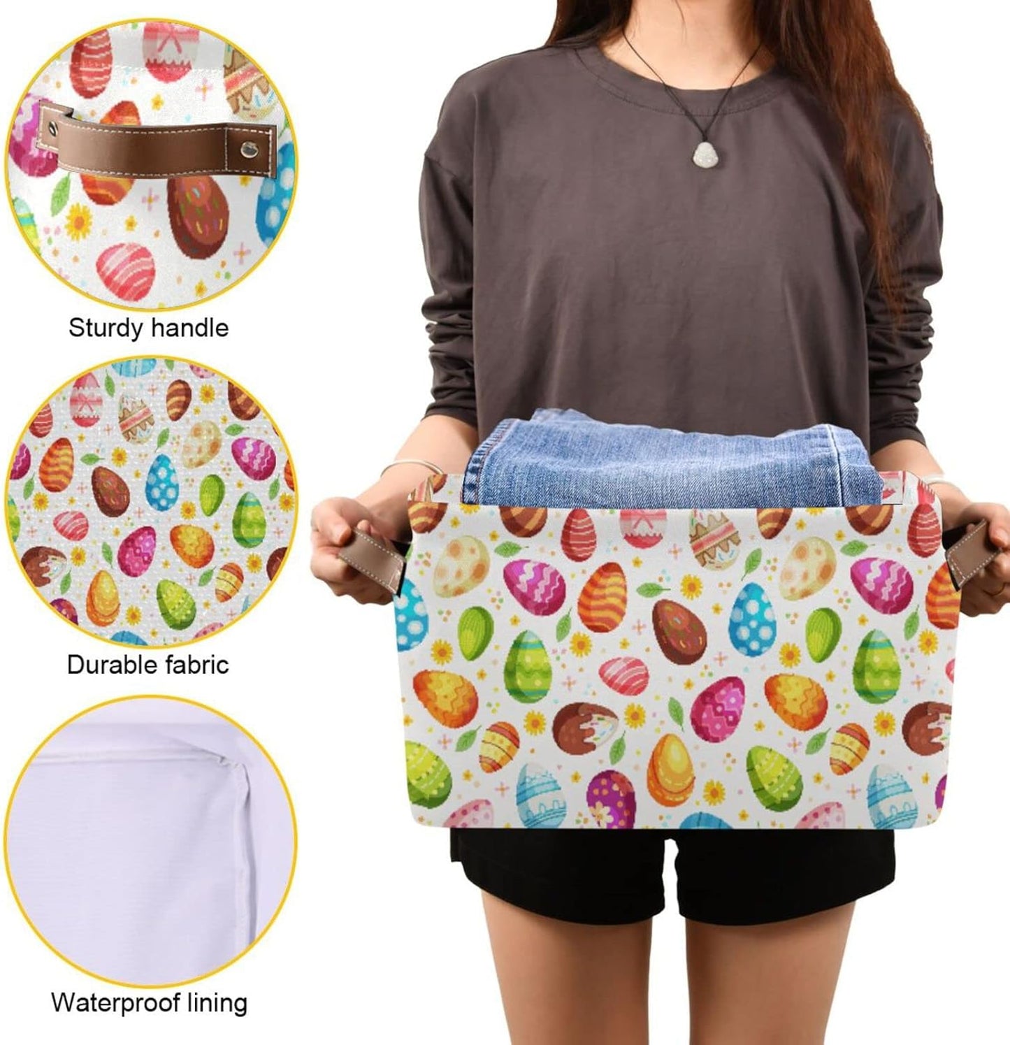 Senya Easter Basket - Foldable Fabric Collapsible Storage Bins Organizer Bag for Clothes