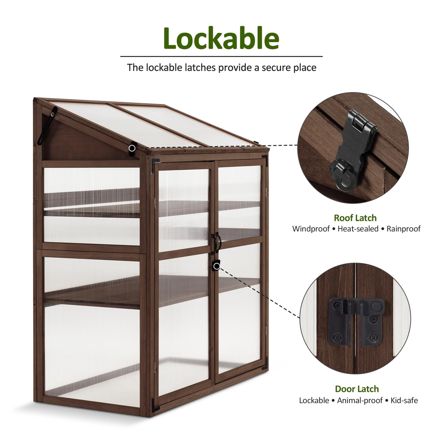 Macrout Cold Frame Greenhouse, Large Wooden Greenhouse Cabinet, Garden Cold Frame with Adjustable Shelves for Outdoor Indoor Use, 1344 (Brown)