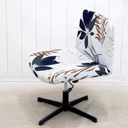 LiveGo Armless Chair Slipcover, Knitted Jacquard Modern Cover for Wide Seat Computer Task Chair
