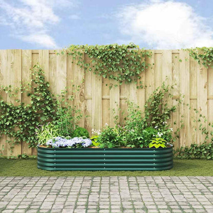 hliofuir Green Large Metal Raised Garden Bed 94.5 x 31.5 x 17.3 in Modern Steel Planter Box for Outdoor Patio, Yard & Balcony Herb, Flower & Veggie Growing
