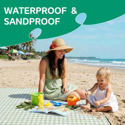 RYCHIC Waterproof Picnic Blanket Beach Outdoor Camping Mat Extra Large Foldable Cute Big Travel Essential Accessories Gift Park Patio Lawn Garden Grass Ground Play Music Festival Concert Must Have