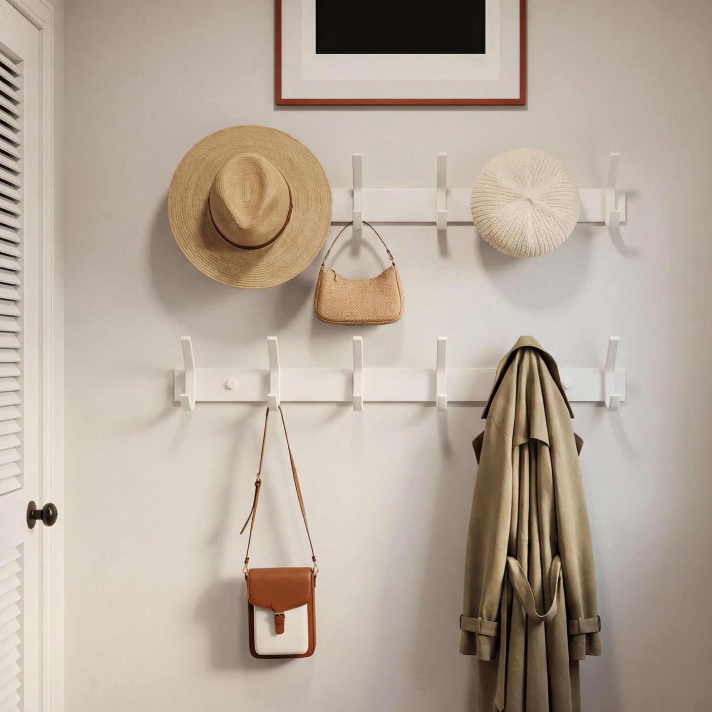 WEBI Coat Rack Wall Mount,Coat Hooks Wall Mounted,Coat Hanger Wall Hook Rack,6 Hooks for Hanging Coats,Jacket,Hats,Clothes,White