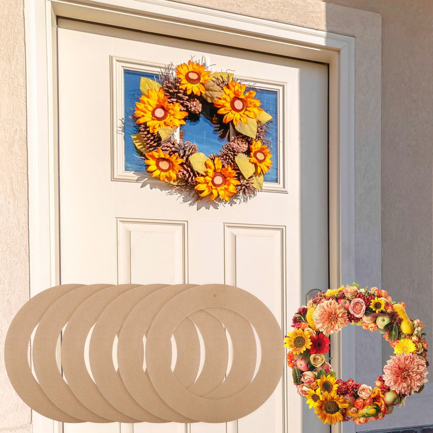 Sieral 40 Pcs Large Hanging Round Wreaths Round DIY Ornaments Wreath Form Bulk Cardboard Wreath Ring Wedding 4th of July 250th Anniversary Patriotic Wreaths for Craft DIY Holiday Decor (12 Inch)