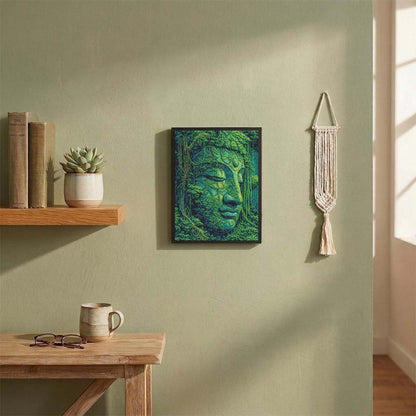 HUINORYA Zen Buddha Bodhi Tree Buddhism Diamond Painting Kit with Frame Full Square Drill DIY Bar Cafe Cave Home Room Wall Bathroom Porch Patio Decor Gift, 16 x 12 Inch