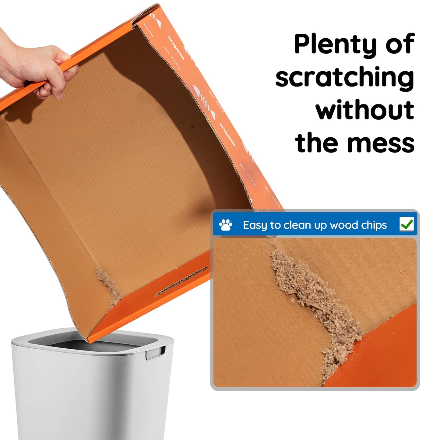 Cardboard Cat Scratcher Box with Extra-Large Double-Sided Sturdy Cat Scratching Board and Refillable Cat Scratch Pad, Hide, Scratch and Sleep, Easy to Clean and Assemble- EGPETS Cat Scratch Box Orange