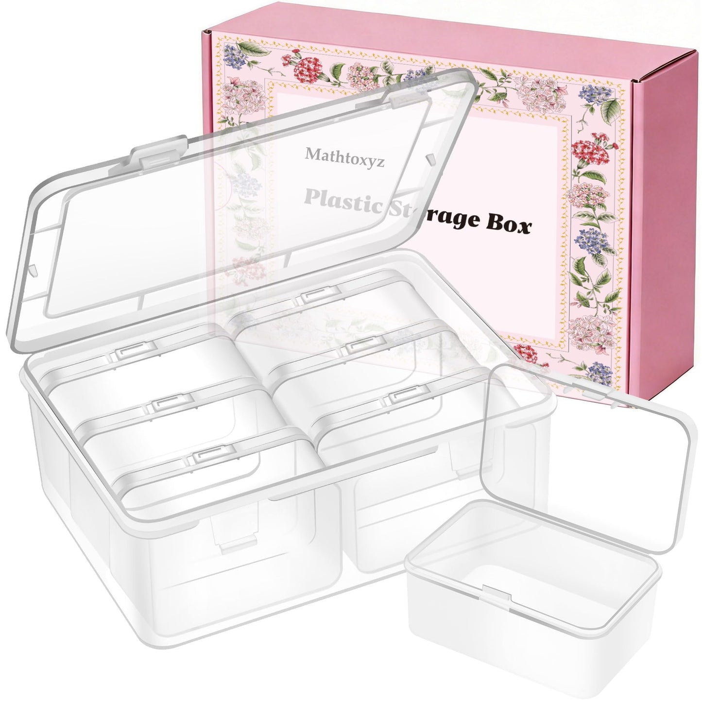 Mathtoxyz 2PCS Small Bead Organizers and Storage, Clear Bead Storage Containers Rectangle Bead Holder Plastic Cases Transparent Boxes for Nail DIY Craft Making Jewelry Battery Screw