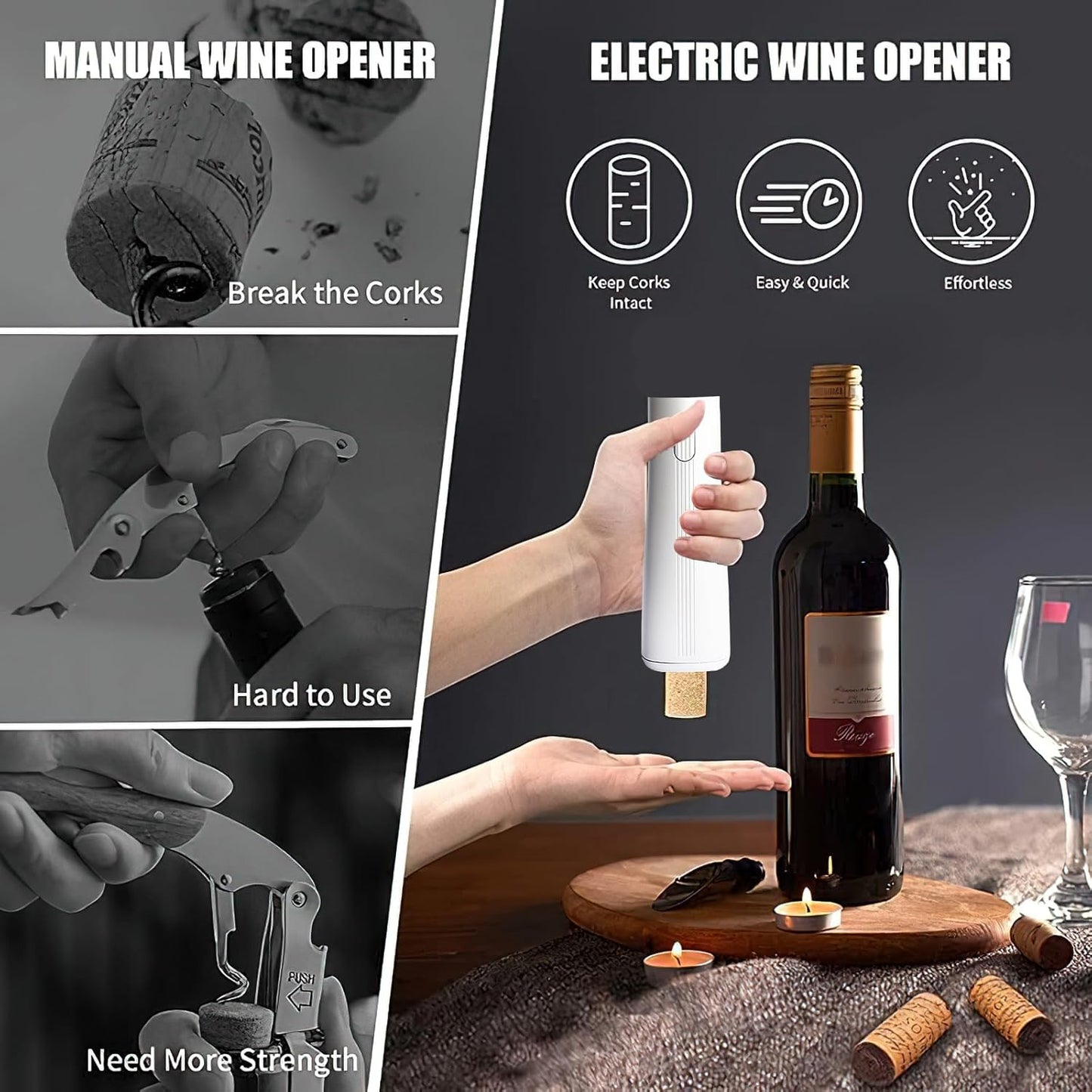 Electric Wine Opener, Battery Operated Automatic Corkscrew for Wine Lovers, Gifts for Home Kitchen Party