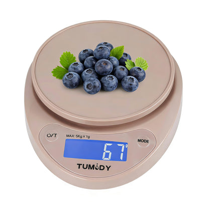 Small Digital Kitchen Scale Food -11lb/5kg Kitchen Weight Scale with LCD Display for Weight Loss, Sourdough Bread, Baking, Cooking, Keto and Meal Prep, 1g Precision, Batteries Included, Pink