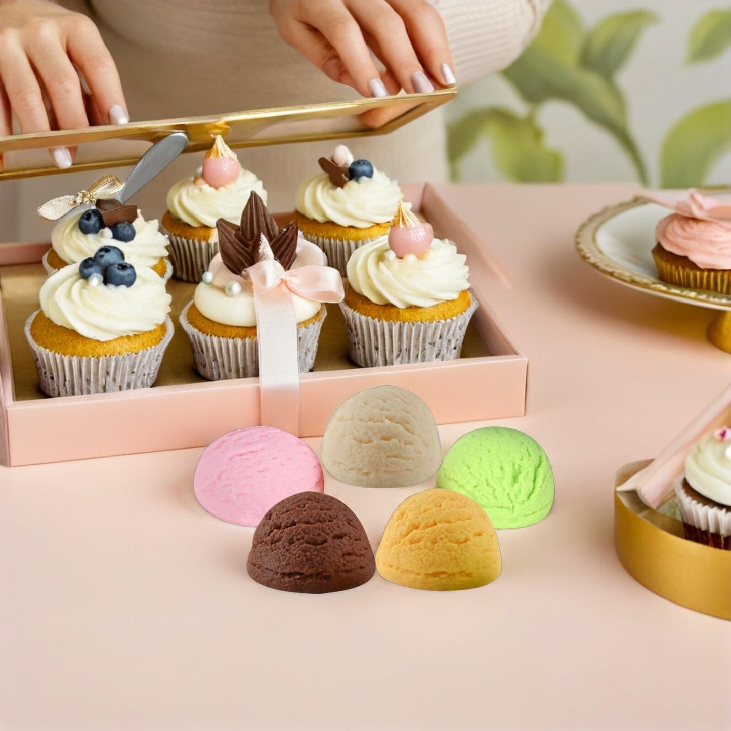 TOYANDONA 5Pcs Simulated Ice Cream Balls Realistic Fake Ice Cream Props for Photography Display and Shop Decor Lifelike Model Toy Food 2.16X2.16X1.25In