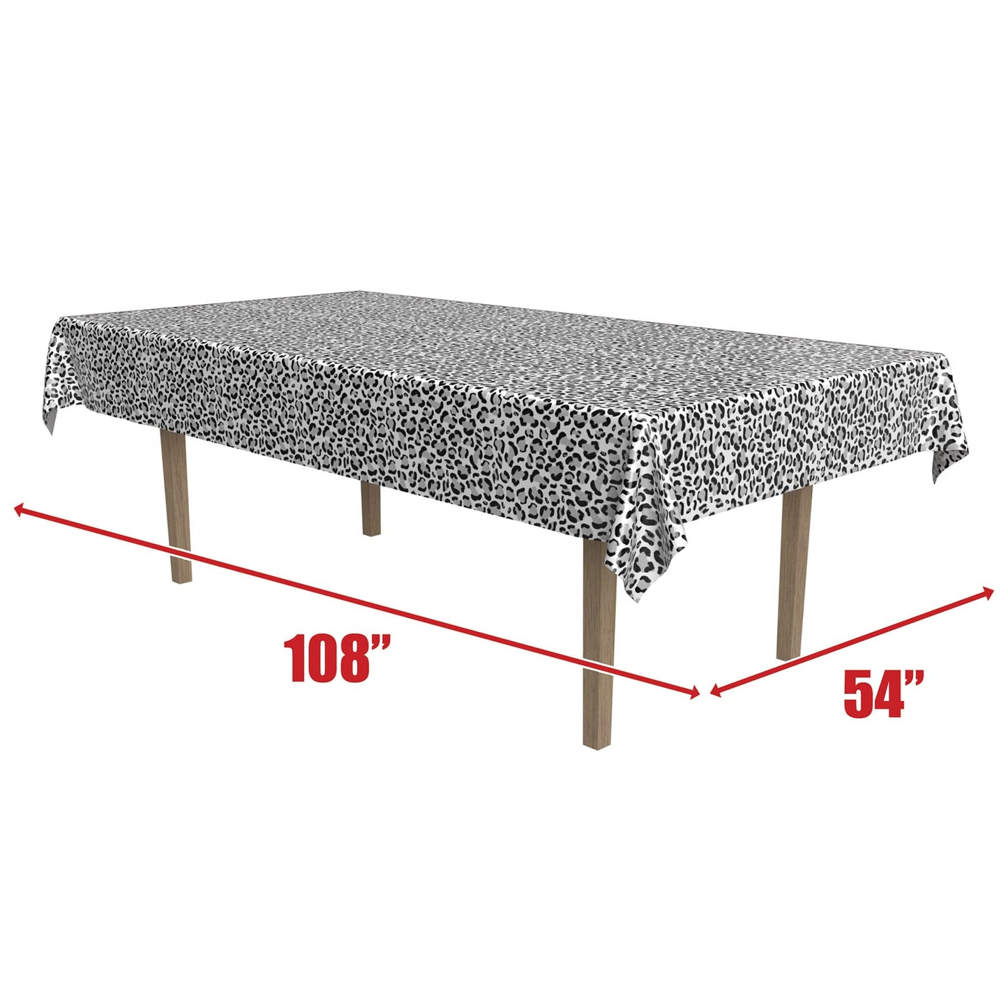 Beistle Snow Leopard Print Tablecover, 54” x 108”, 2 Piece – Plastic Table Cloth, Animal Print Tablecloth, Cheetah Party Decorations, Animal Safari Theme Decorations, Safari Table Cloth