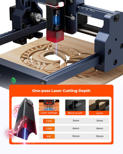 ACMER S1 Laser Engraver, 6000mW Laser Engraver Machine Higher Accuracy Lazer Cutter and Engraving Machine with Working Area 130x130mm,0.04mm Laser Spot Engraving Machines & Tools