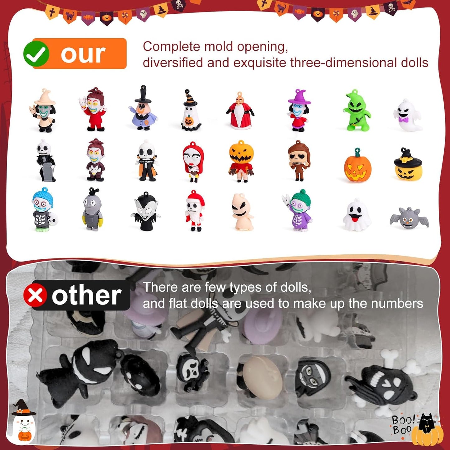 Nightmare Advent Calendar - 24 Collectible Surprises for Kids & Adults | Halloween Countdown Fun